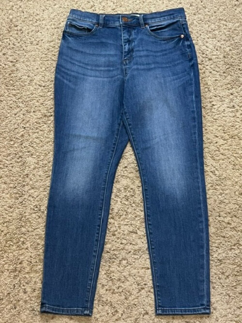 Loft Women's High Waist Skinny Curvy Blue Denim Jeans Pants Size 30/10